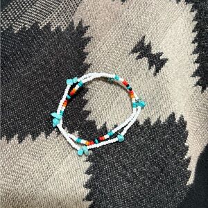 Turquoise Western Beaded Anklet Set